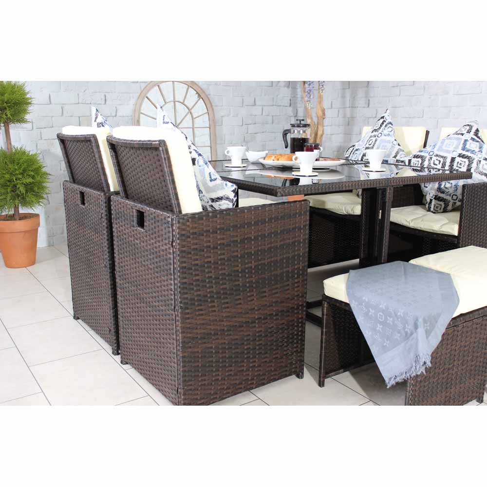 Royalcraft Cannes 8 Seater Cube Dining Set Brown Image 13