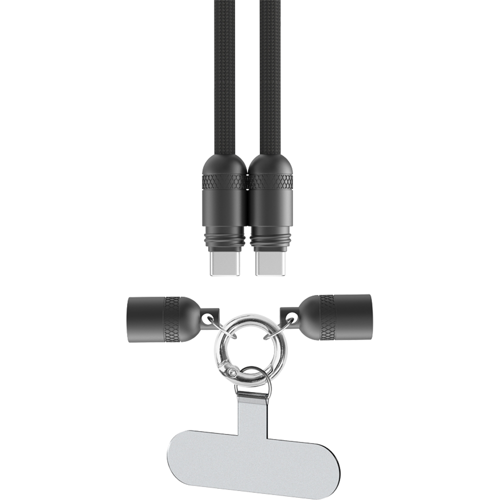 QDOS PowerLoop Black USB-C to USB-C Lanyard Cable 1.2m Image 5