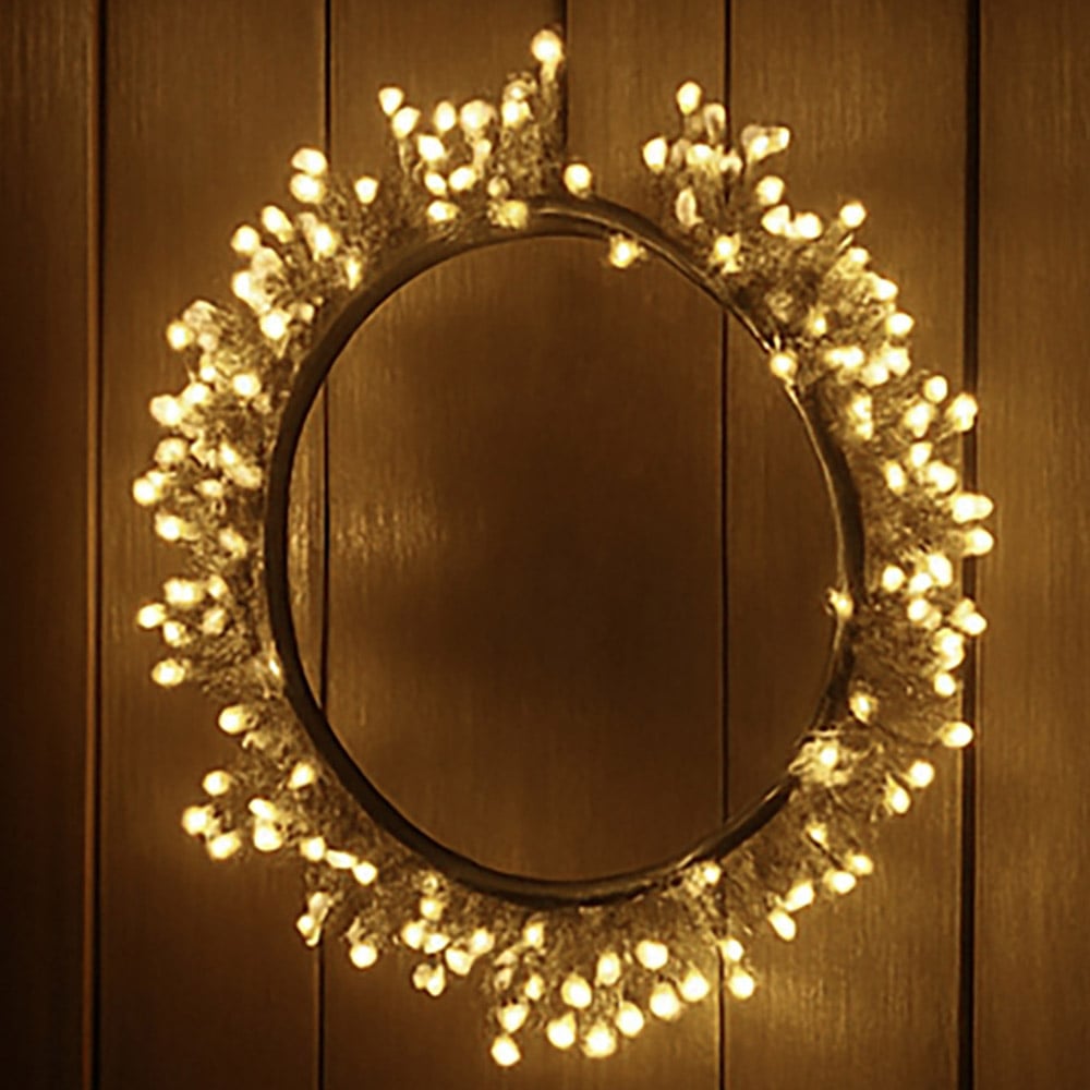 Xmas Haus Black 800 Warm White Micro LED Christmas Wreath 25cm Image 2