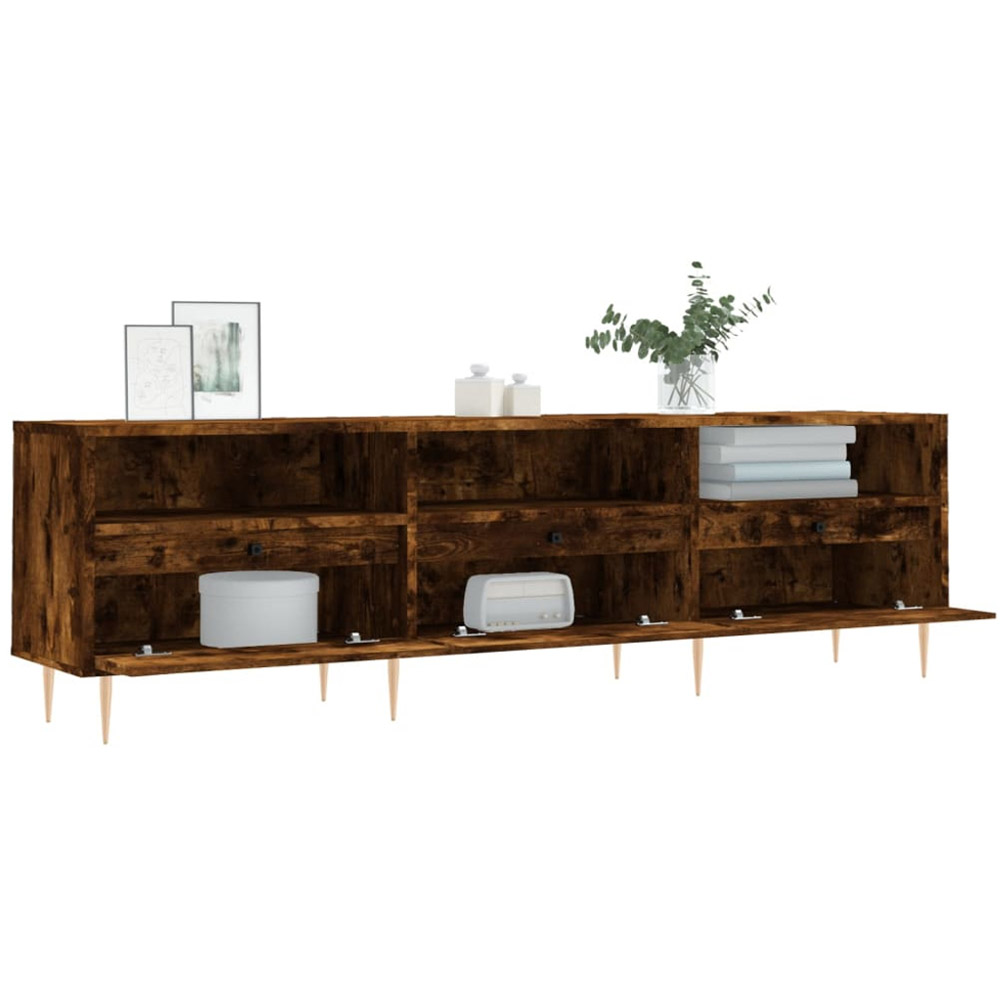 vidaXL 3 Door 3 Shelf Smoked Oak TV Cabinet Image 4