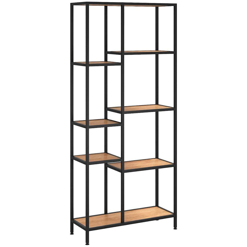 vidaXL 7 Shelf Light Brown and Black Bookshelf Image 2