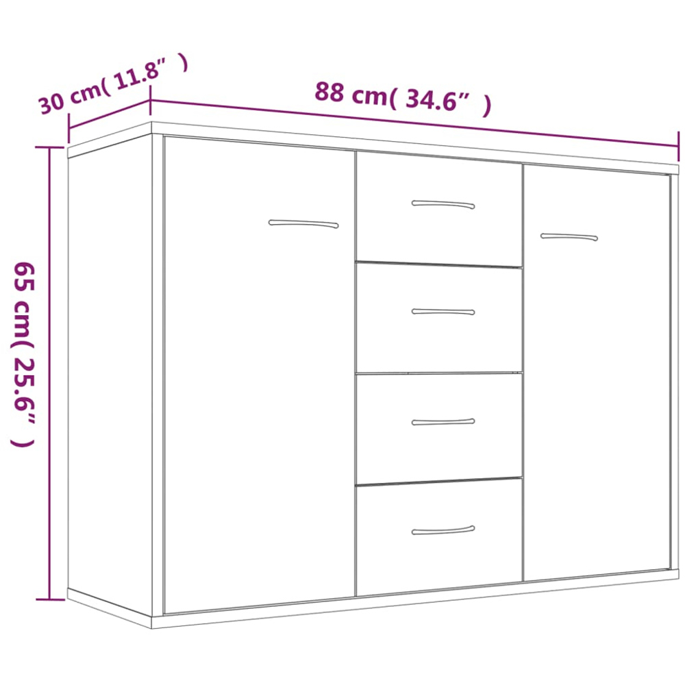vidaXL 2 Door 4 Drawer Grey Sonoma Wooden Sideboard Image 7