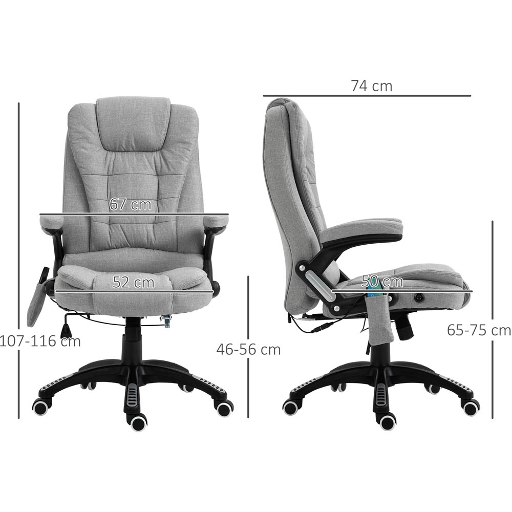 Portland Light Grey Linen Swivel Massage Recliner Office Chair Image 8