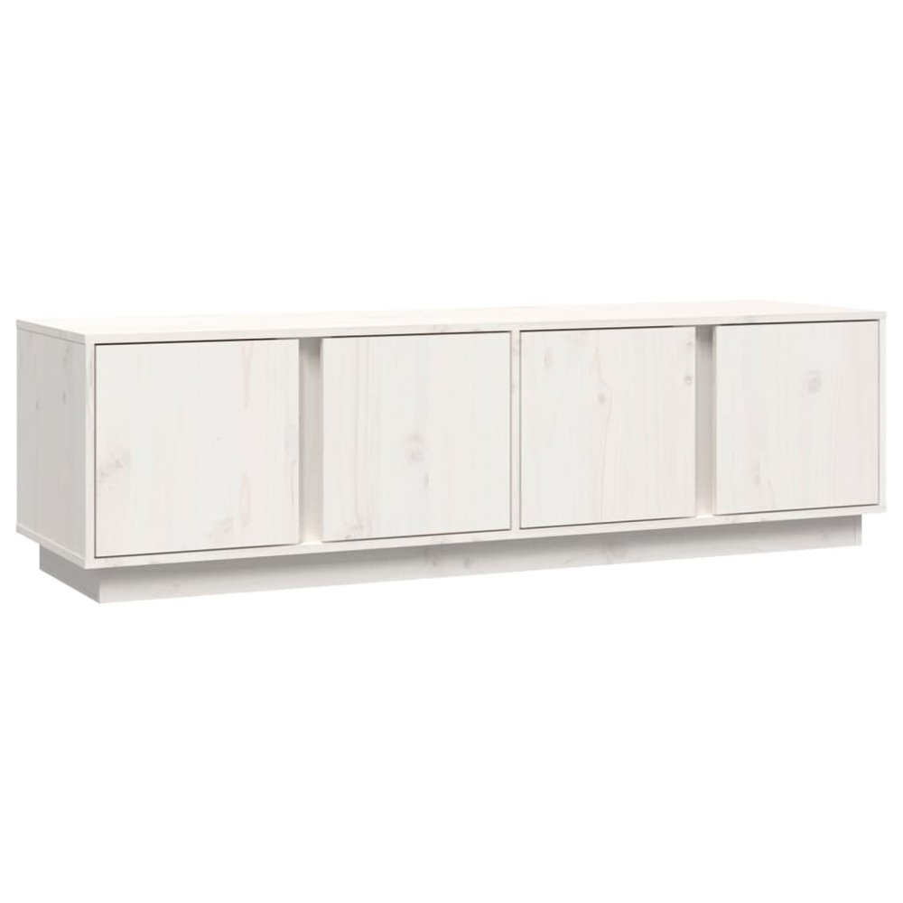 vidaXL 4 Door White Solid Pine Wood TV Cabinet Image 2