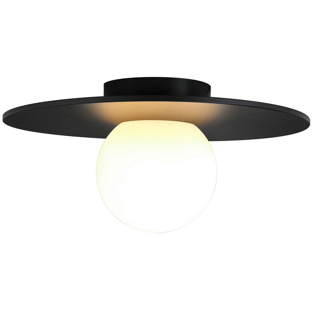 Nordlux Siona Black Round Opal White Glass Diffuser Ceiling Light Image 1