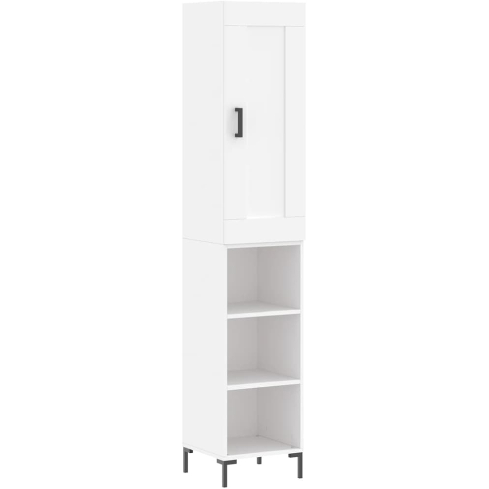 vidaXL Single Door 3 Open Shelf White Slim Highboard Image 2