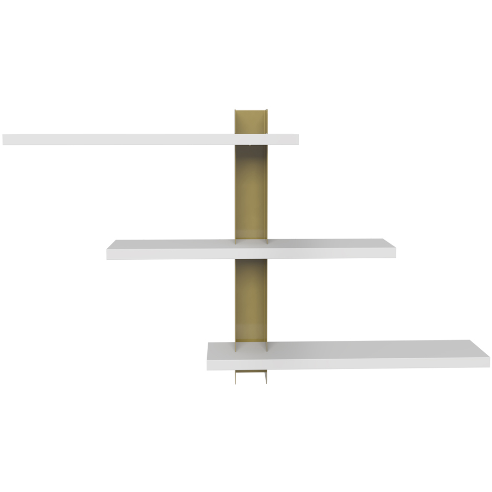 Decorotika Mita 3 Tier White and Gold Wall Mounted Shelf Image 6