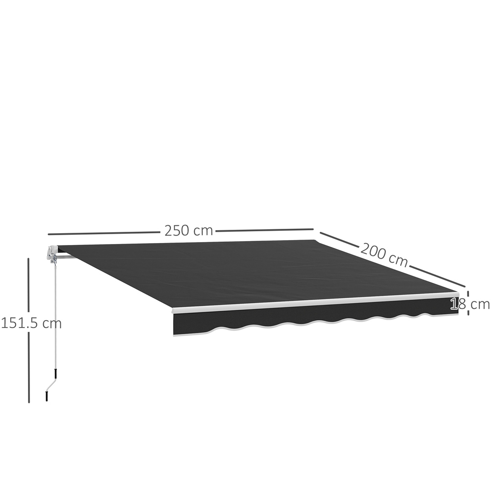 Outsunny 2.5 x 2m Black Retractable Canopy Image 9
