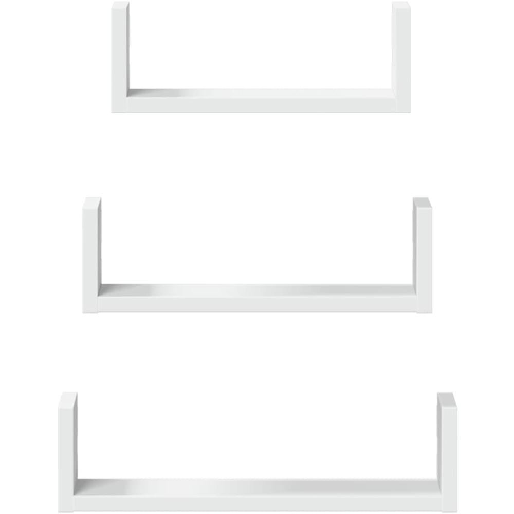 vidaXL Set of 3 White Floating Wall Shelf Image 2