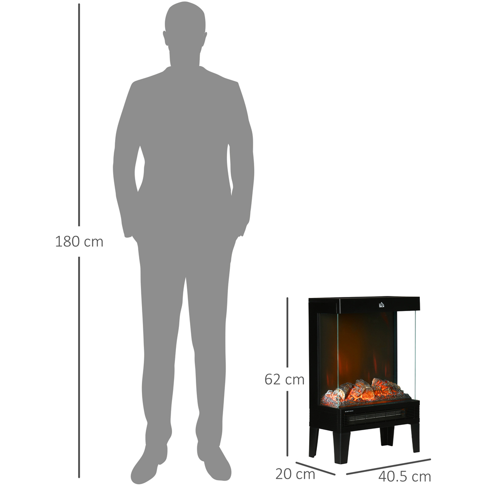 HOMCOM Black Freestanding Electric Fireplace Heater 2000W Image 8