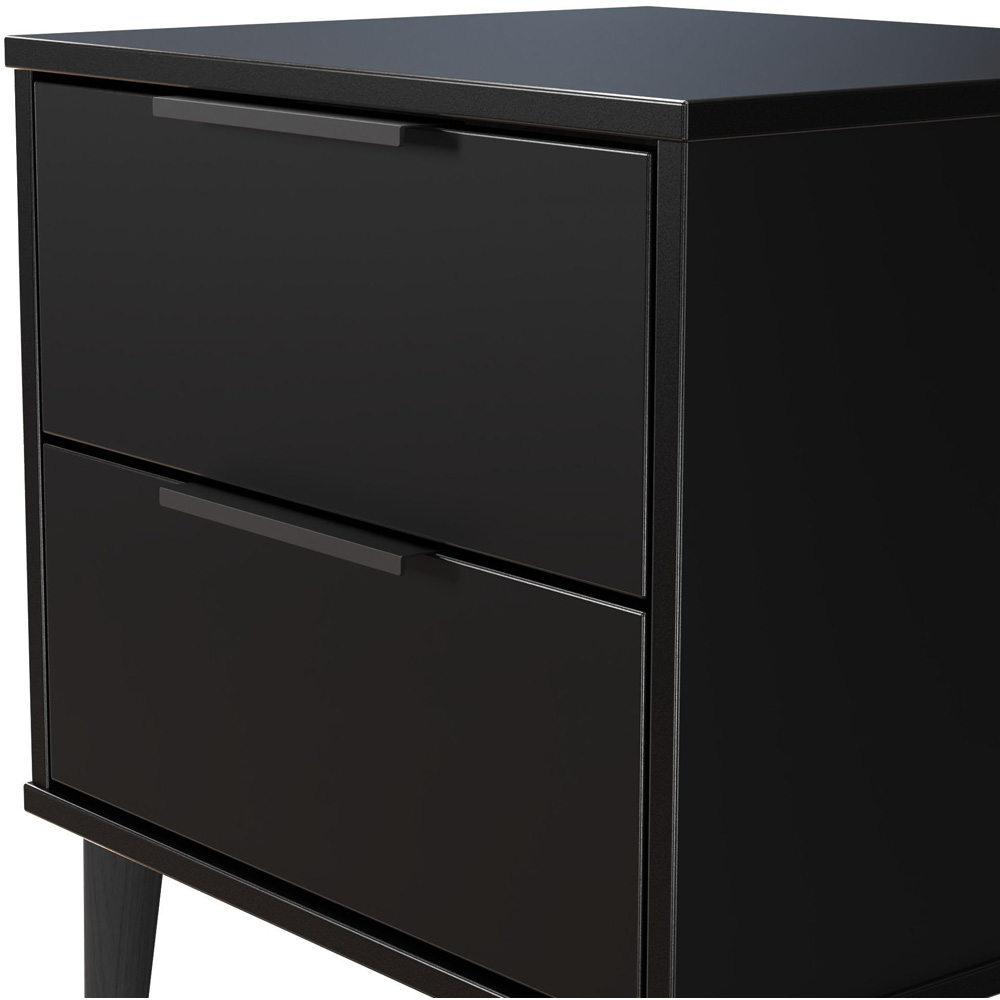 Crowndale Hong Kong 2 Drawer Matt Black Compact Bedside Cabinet Ready Assembled Image 6