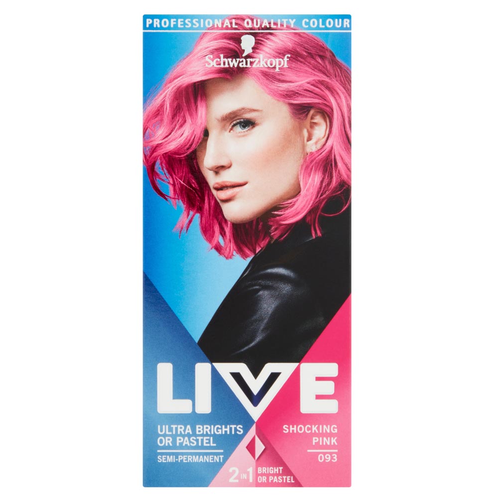 Schwarzkopf LIVE Ultra Brights or Pastel Shocking Pink 093 Semi-Permanent Hair Dye Image 1