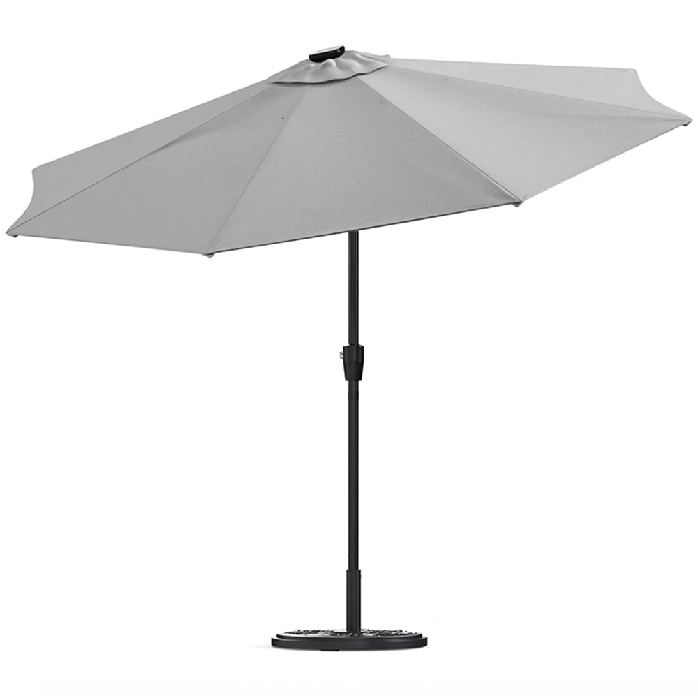 Living and Home Light Grey Solar LED Crank and Tilt Parasol with Cement Base 3m Image 5