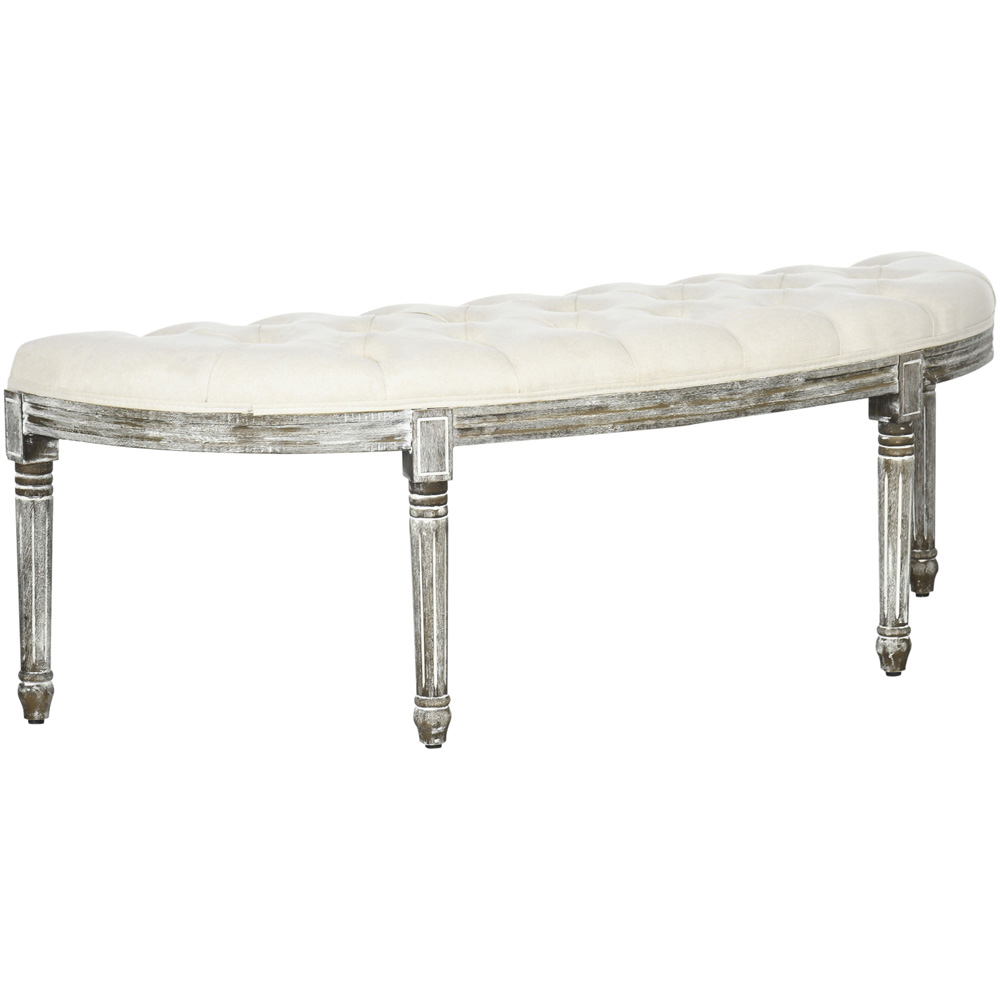 HOMCOM Cream White Half-Circle Bench Image 2