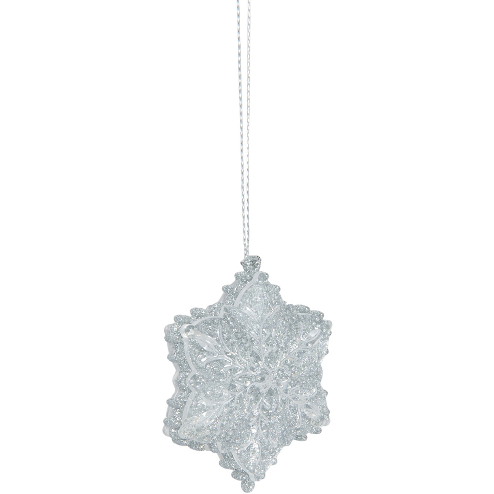 Glitter Acrylic Snowflake Decoration Silver Image 3