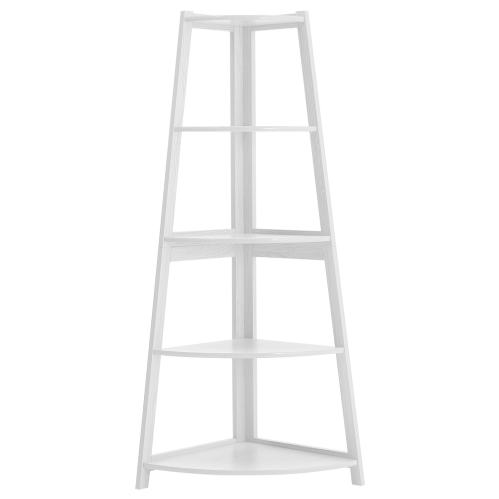 Living and Home 5 Shelf Wooden Ladder Corner Bookshelf Image 2