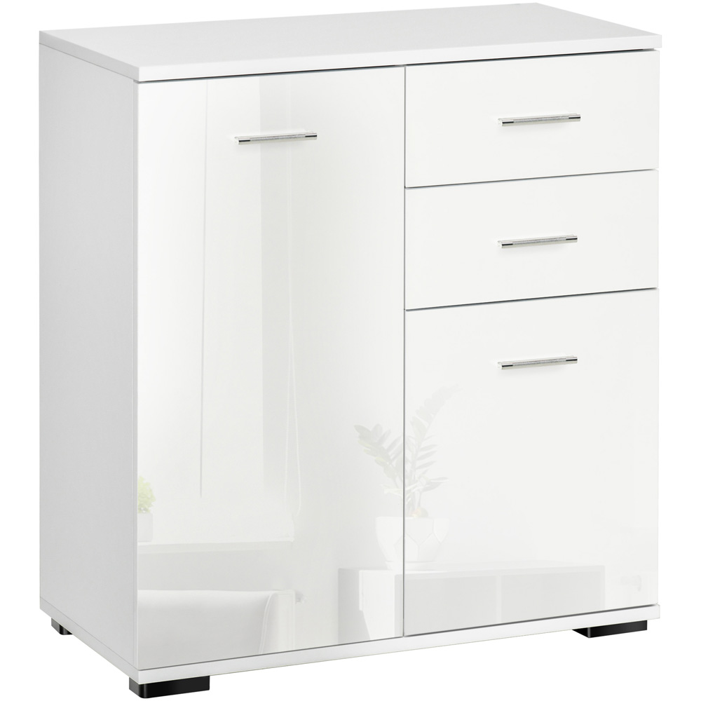 HOMCOM 2 Door 2 Drawer White High Gloss Side Cabinet Image 2