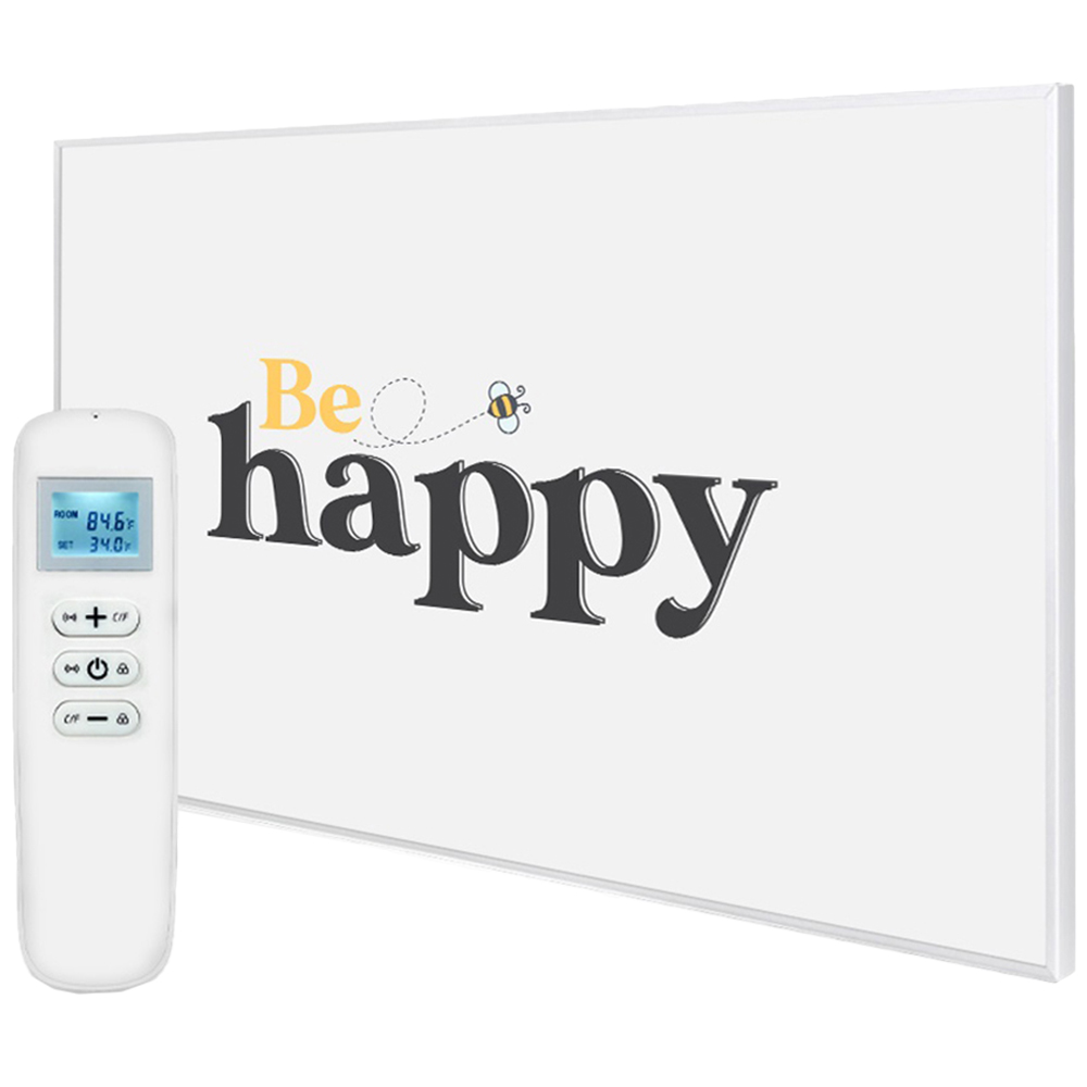 Mirrorstone Nexus 900W Be Happy Quote Wi-Fi Infrared Heating Panel 795 x 1195mm Image 1
