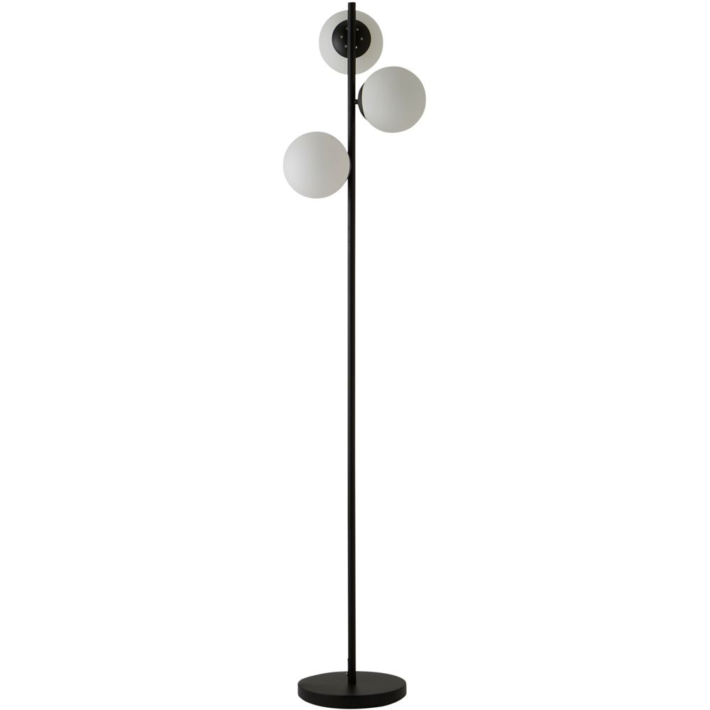 ValueLights Jas 3 Way Frosted White Glass Globe Shade Silver Chrome LED Floor Lamp Image 1
