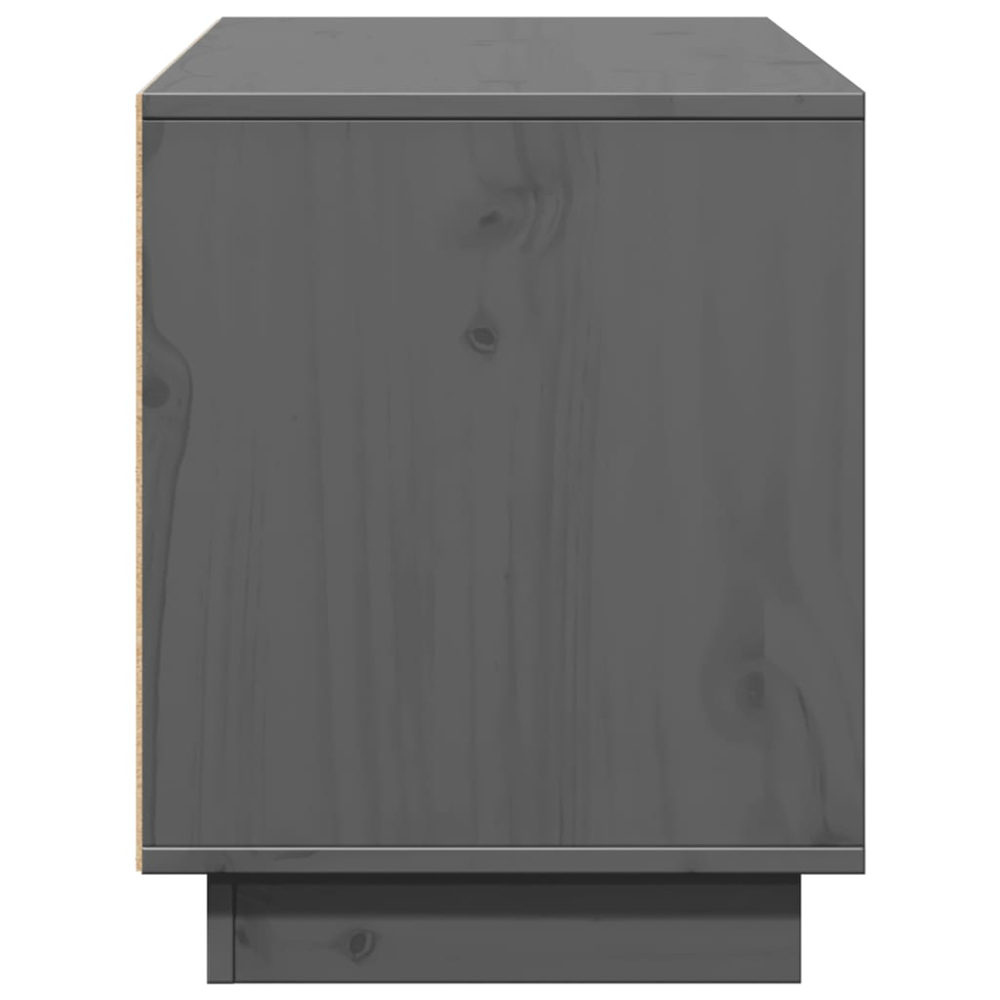 vidaXL 2 Door Single Shelf Grey Solid Pine Wood TV Cabinet Image 7
