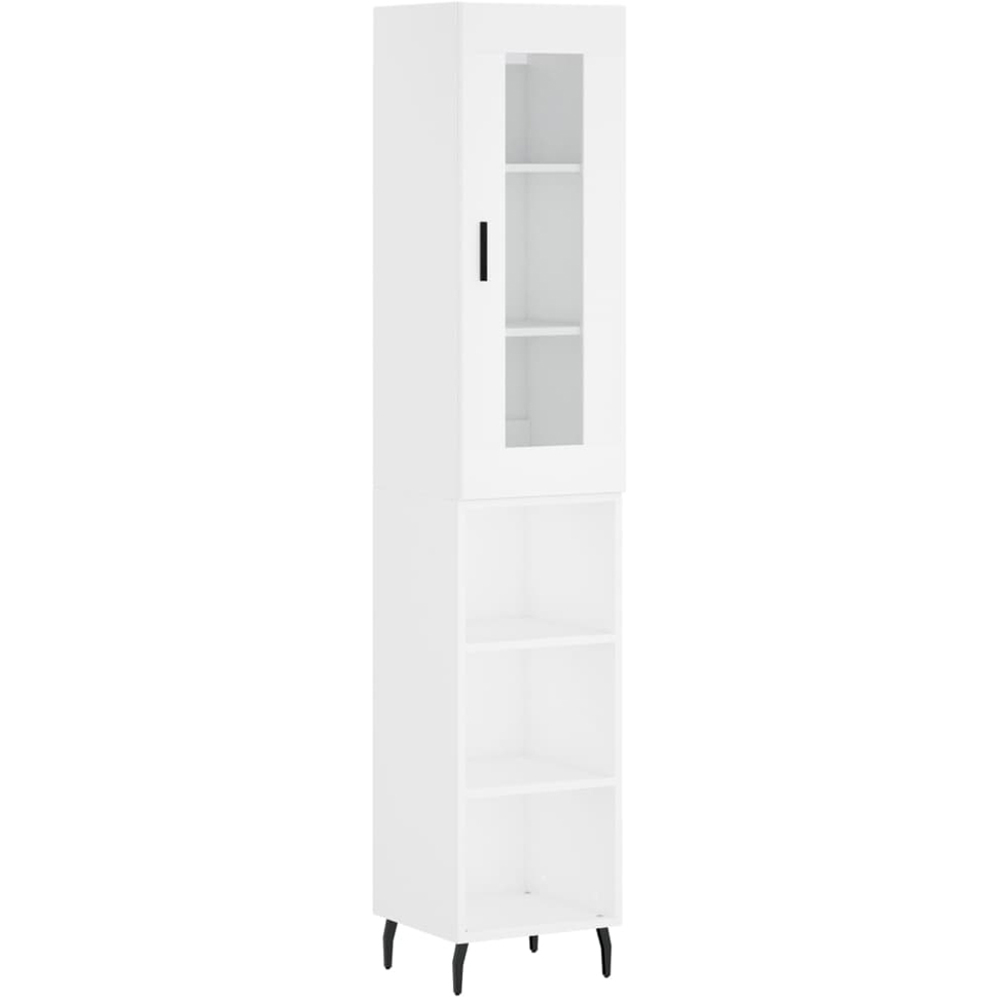 vidaXL Single Door 6 Shelf White Highboard Image 2