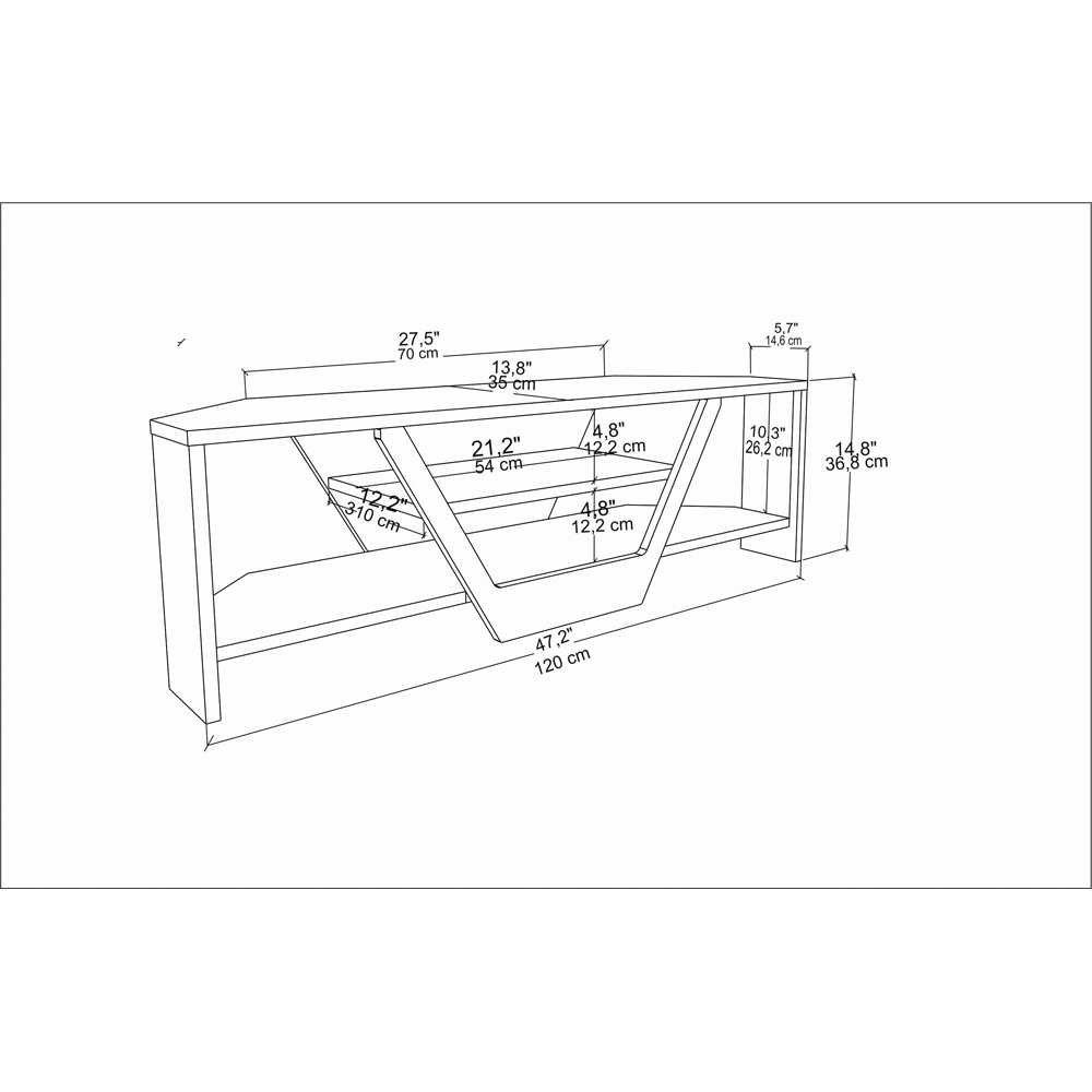 Decorotika Sares 2 Shelf White and Black Modern TV Unit Image 8