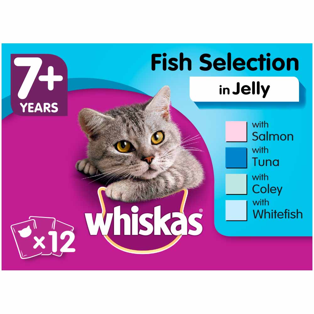 Whiskas Senior Wet Cat Food Pouches Fish in Jelly 12 x 100g Image 1