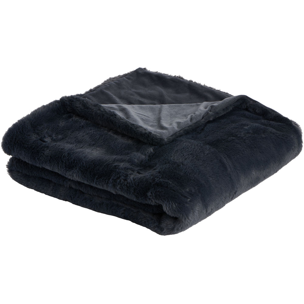 Wilko Indigo Ink Faux Fur Throw 130 x 170cm Wilko