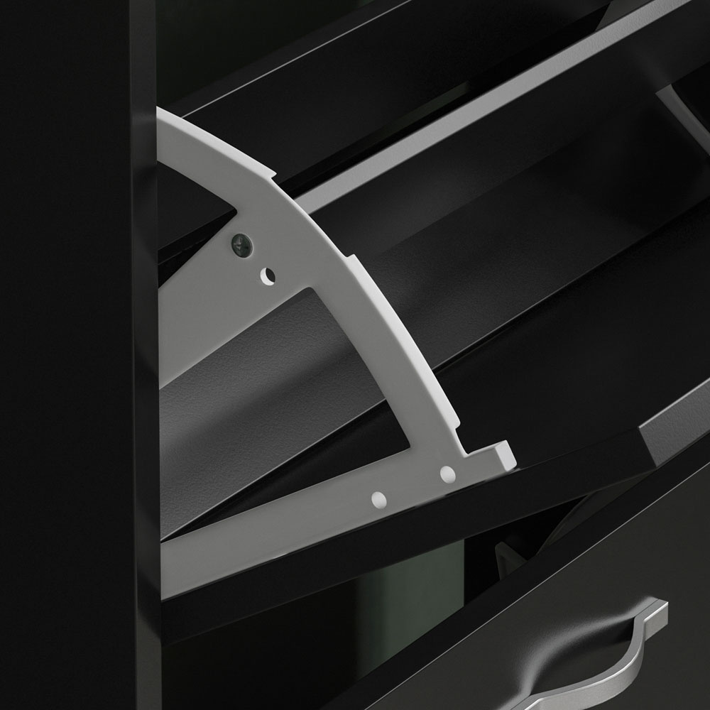 Vida Black 3-Drawer Shoe Cabinet Rack Image 5