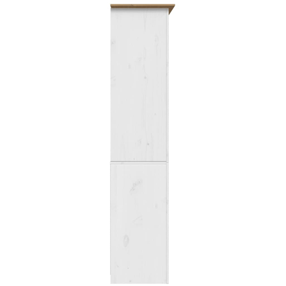 vidaXL Bodo 2 Door 3 Shelf White and Brown Solid Pine Wood Bookcase Image 5
