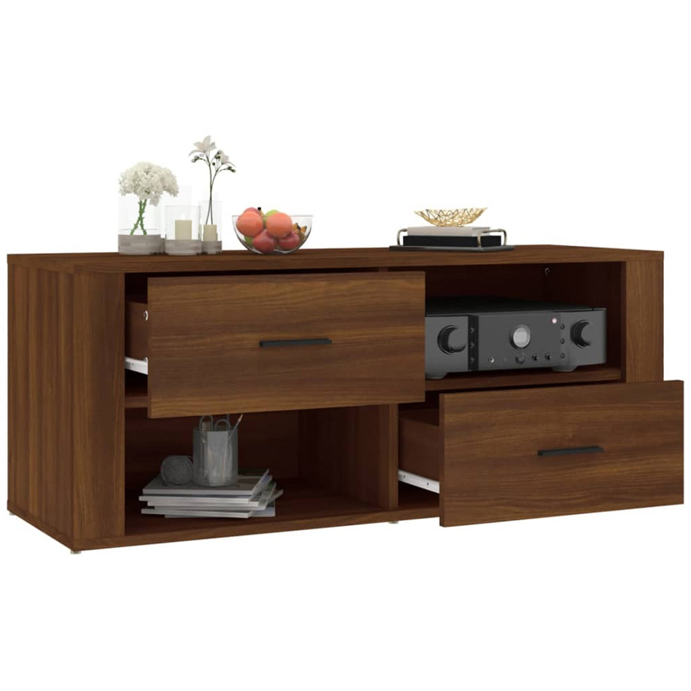 vidaXL 2 Drawer 2 Open Shelf Brown Oak TV Cabinet Image 5