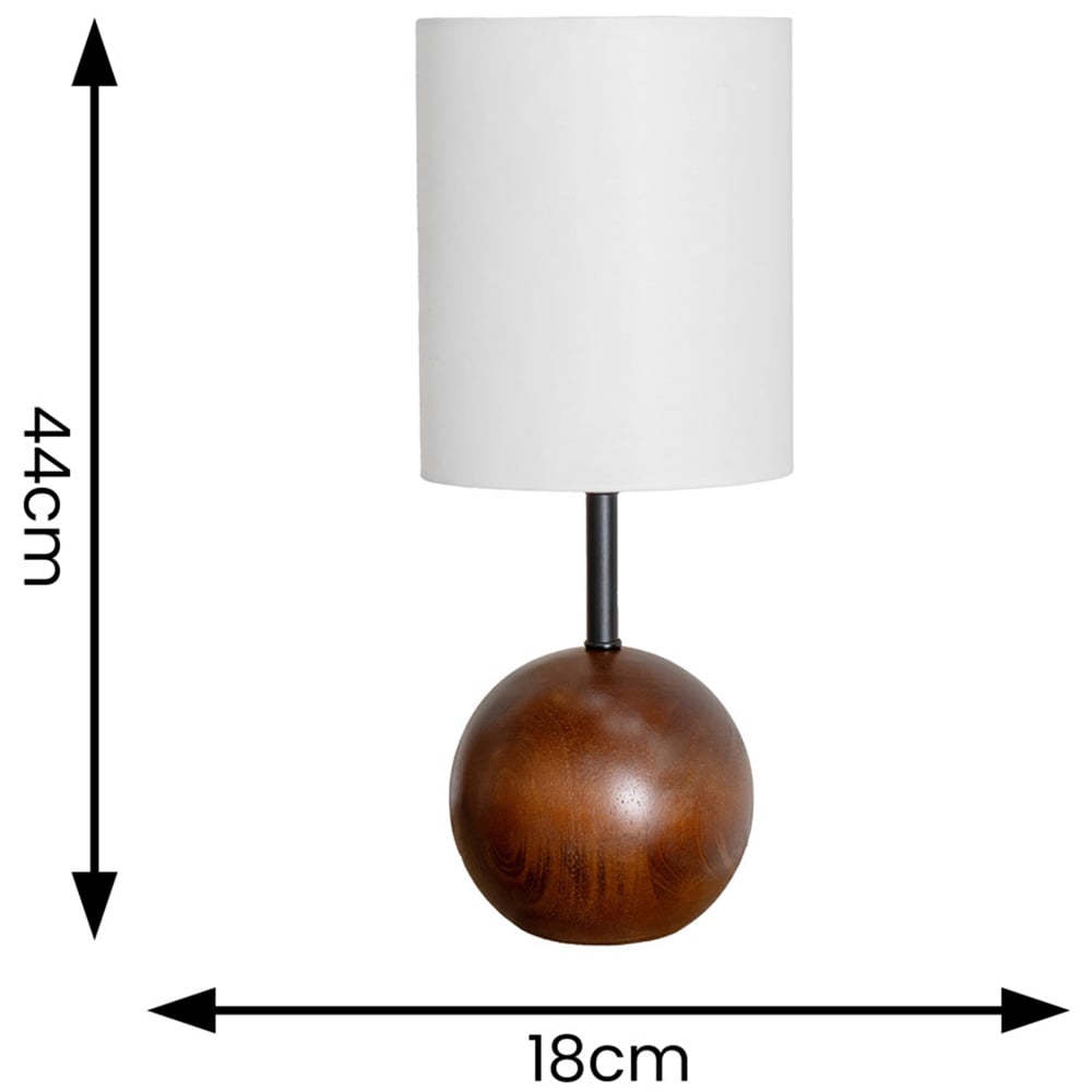 ValueLights Brandon White Tall Linen Lamp Shade Dark Walnut Wood Ball LED Table Lamp Image 4