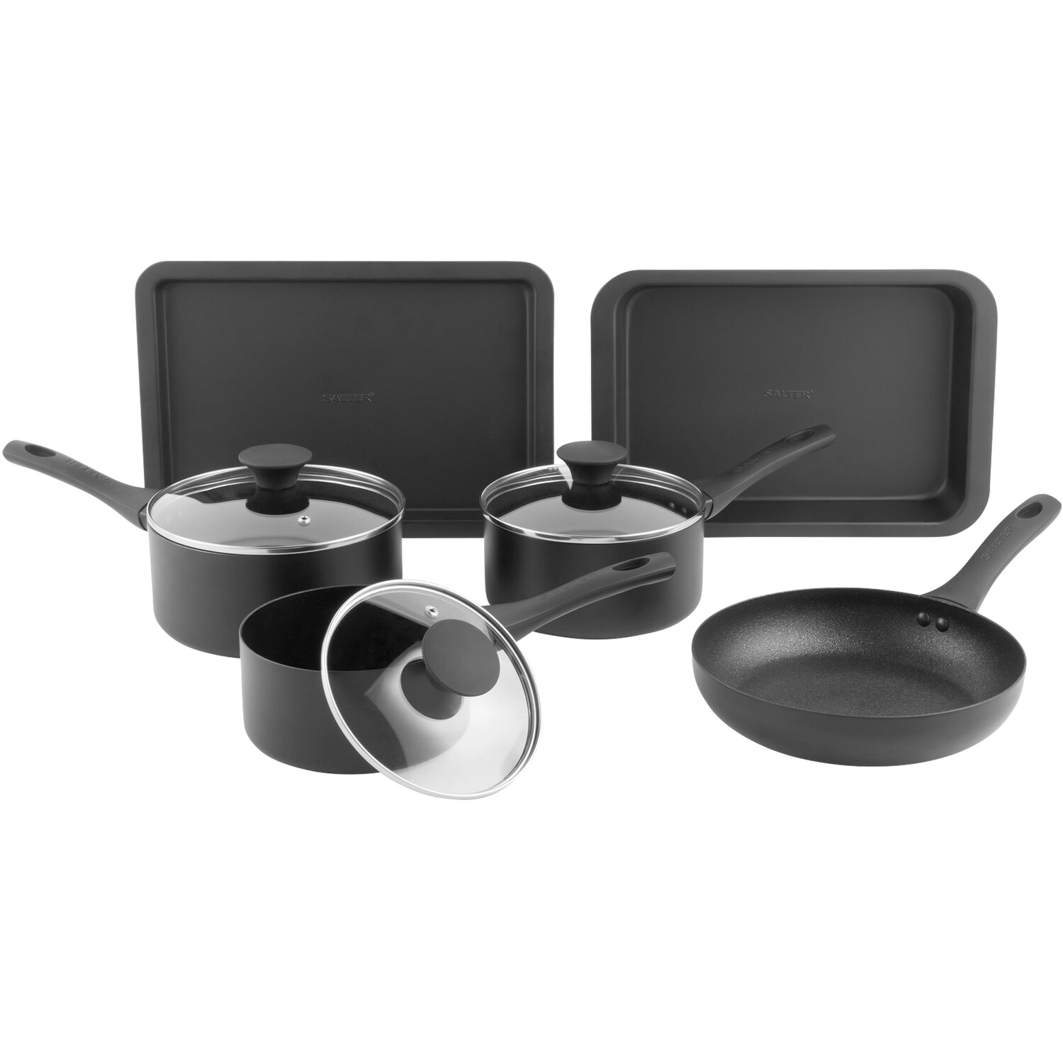6-Piece Salter Frying Pan and Tray Set - Black Image 3