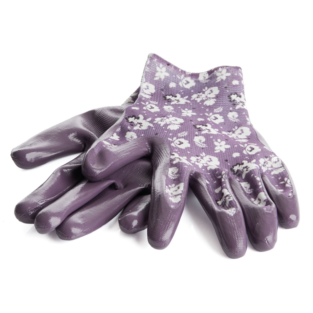 Wilko Floral Weed and Seed Garden Gloves Image