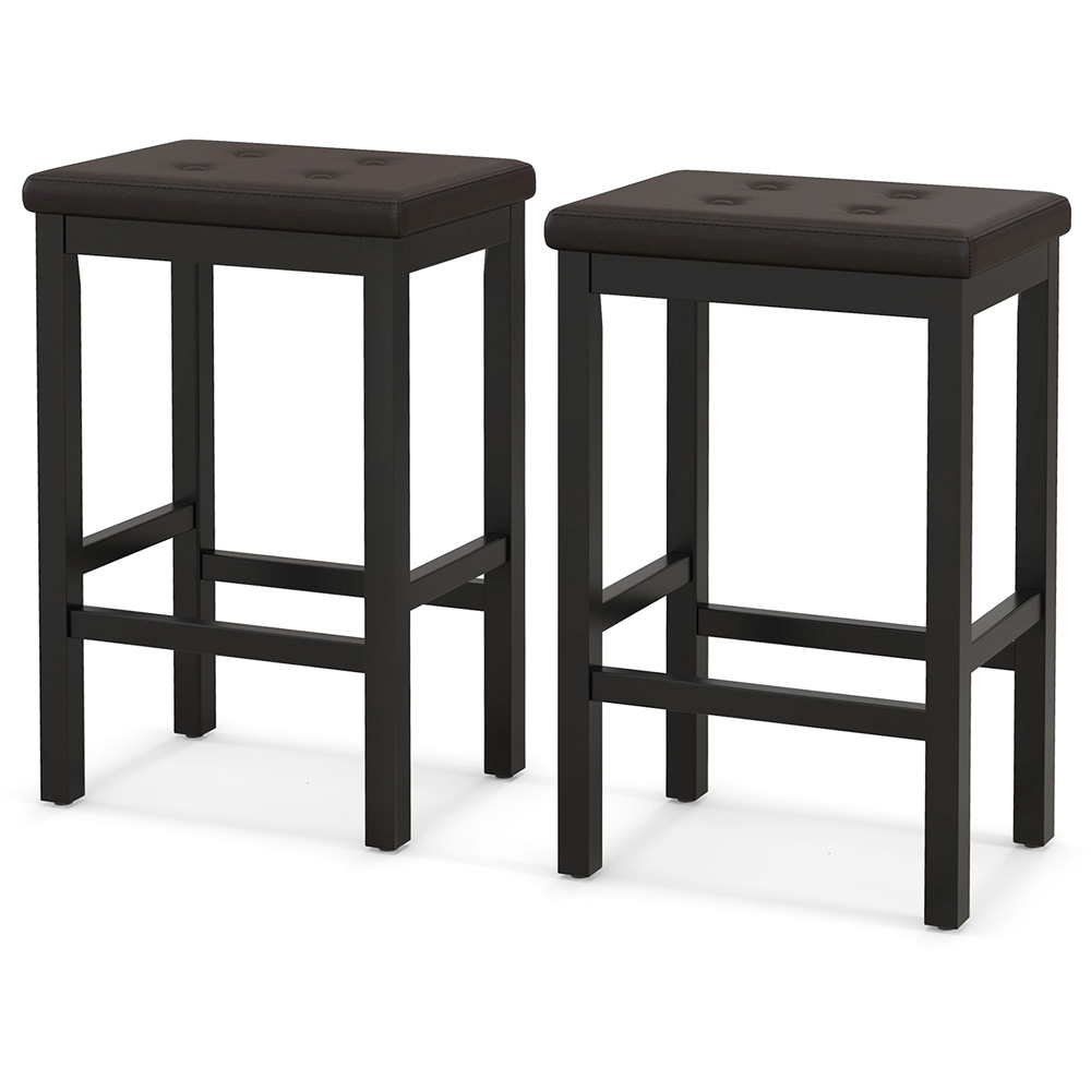 Costway Brown Bar Stool Set of 2 Image 2