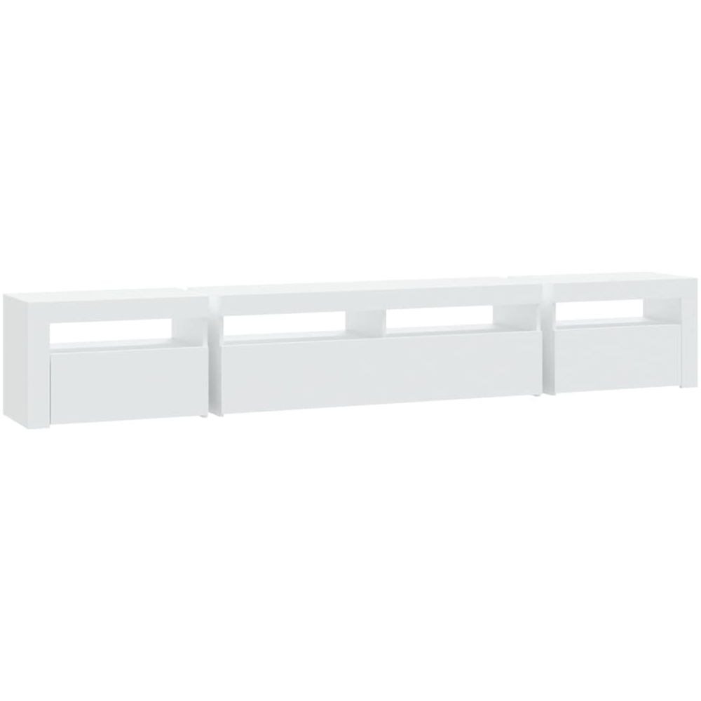 vidaXL 3 Door 4 Shelf White Wooden TV Cabinet with LED 3 Piece Image 6