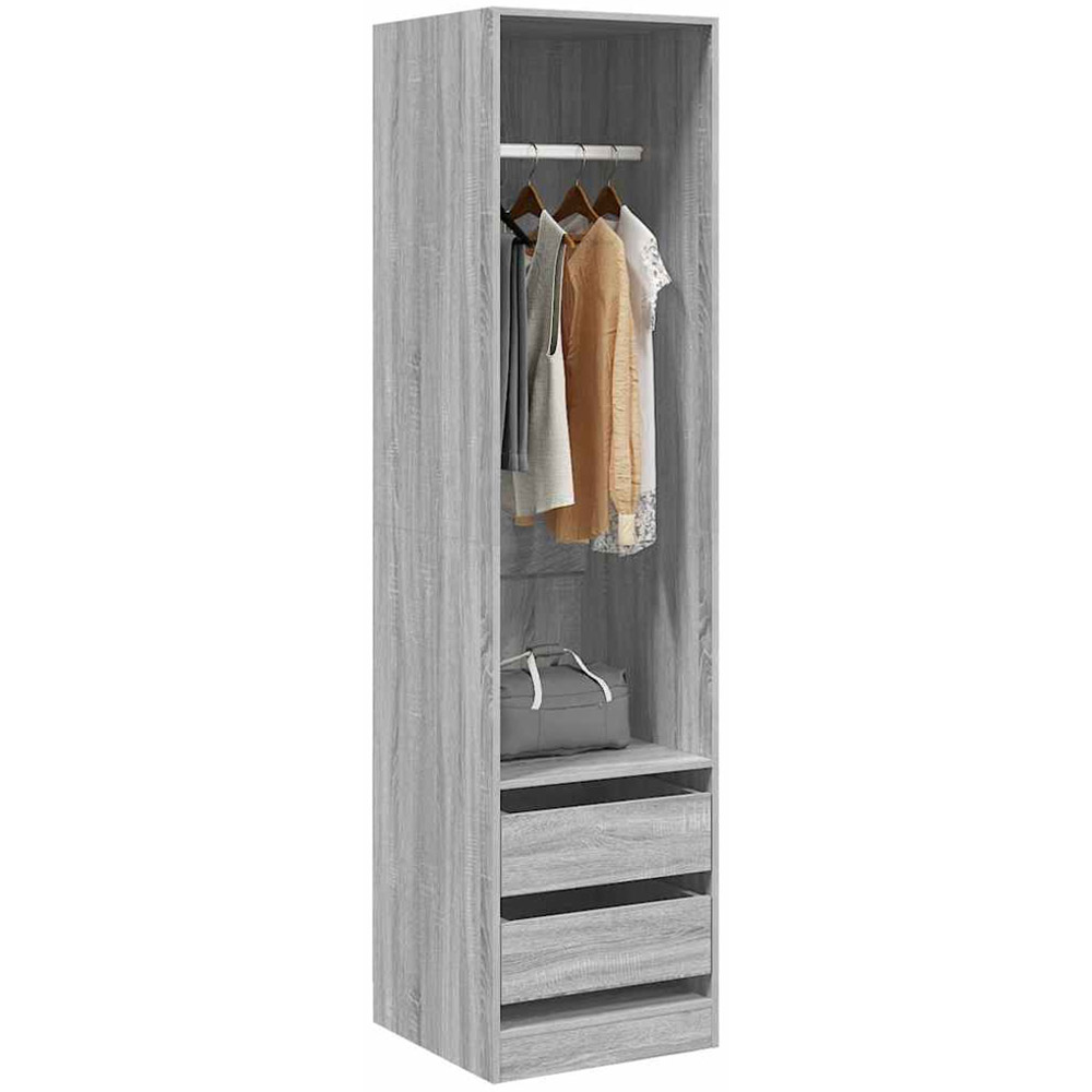 vidaXL 2 Drawer Single Open Shelf Grey Sonoma Slim Wardrobe Image 3