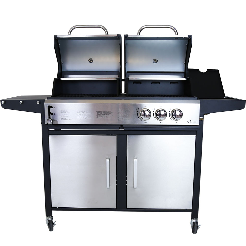 Charles Bentley 2+1 Dual Fuel BBQ Stainless Steel Image 1