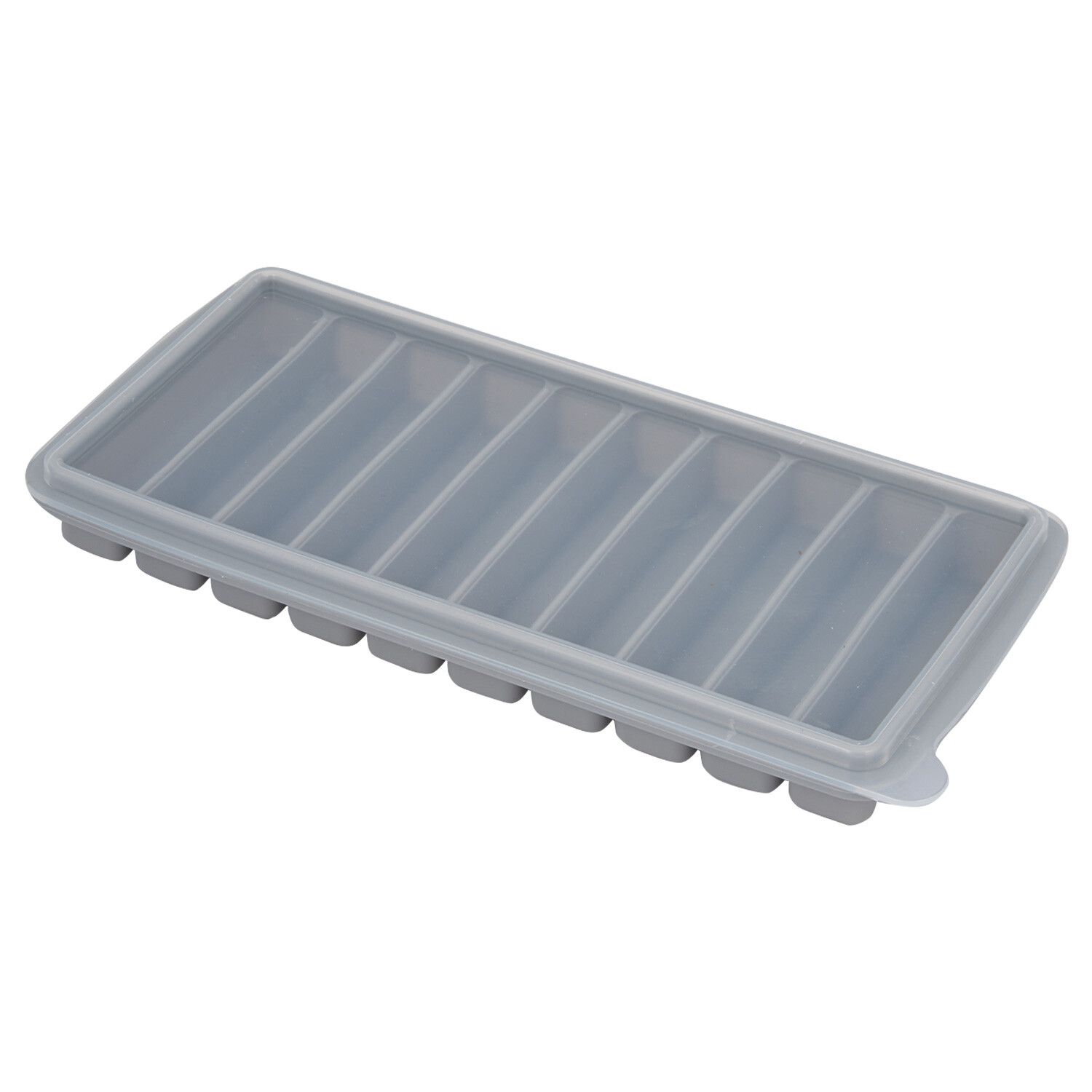 10 Bar Silicone Ice Mould with Lid - Grey Image 1
