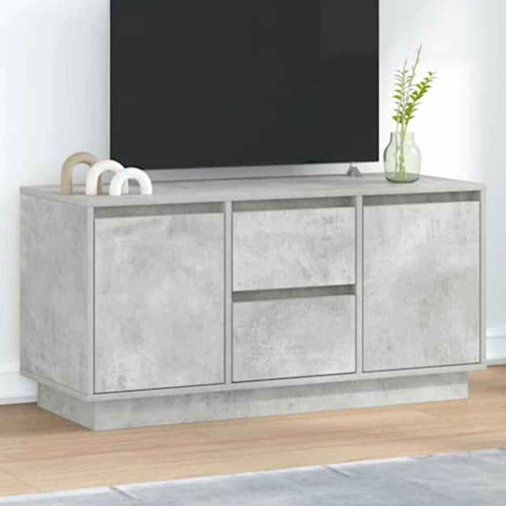 vidaXL 2 Door 2 Drawer Concrete Grey TV Cabinet with LED Lights Image 1