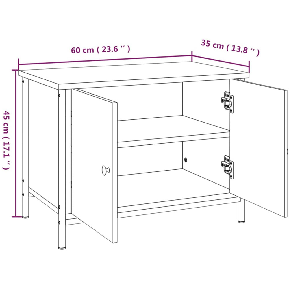 vidaXL 2 Door Smoked Oak TV Cabinet with Black Handles Image 9