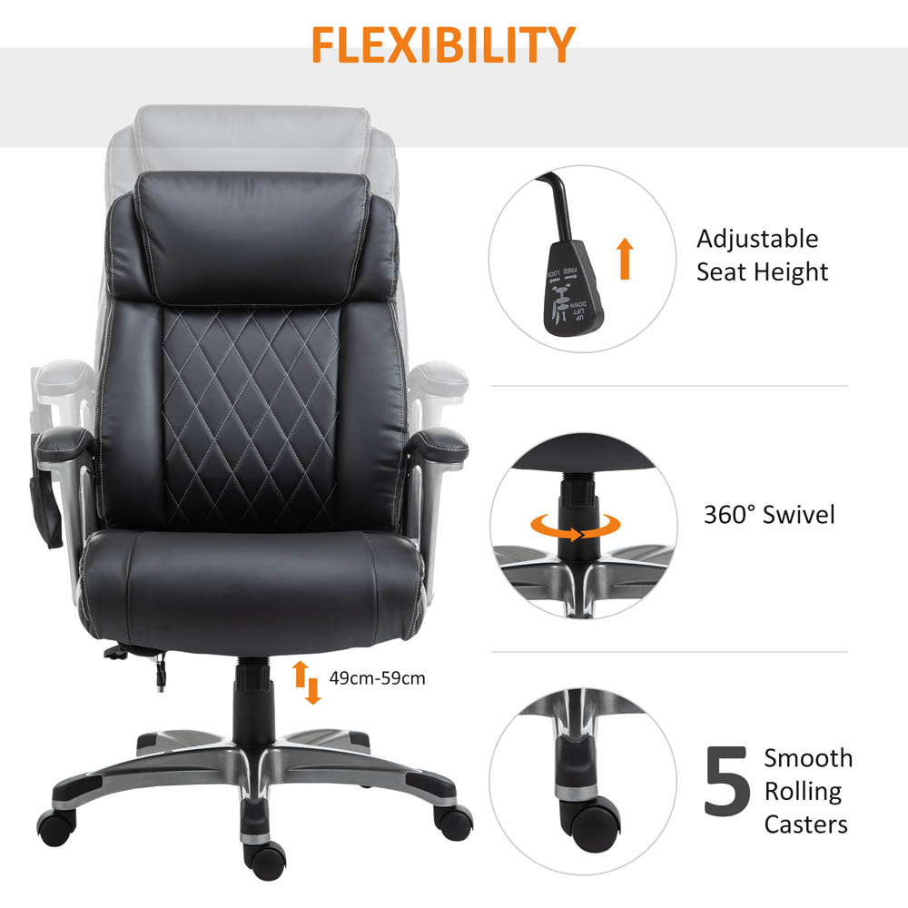 Portland Black PU Leather Massage Executive Office Chair Image 4
