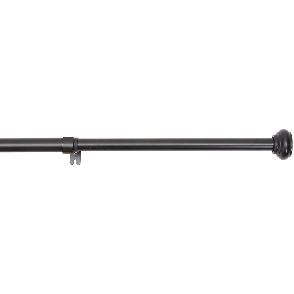 Living and Home 168-304cm Glossy Black Telescopic Curtain Pole with Brackets and Round Finial Image 4