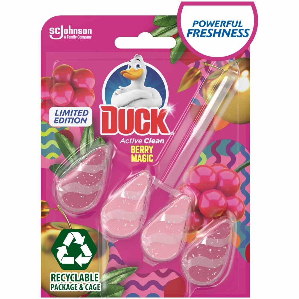 Duck Active Clean Berry Magic Toilet Rim Block Image 1