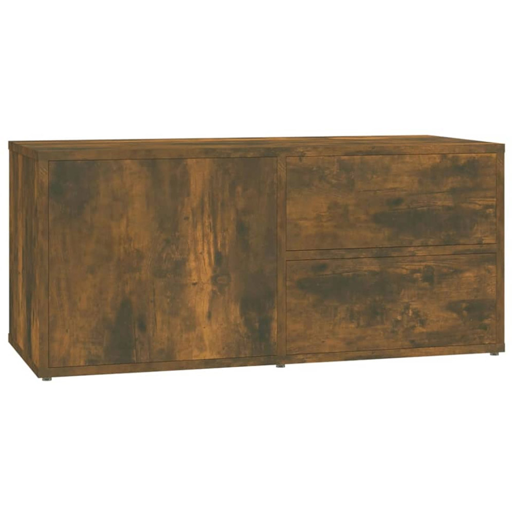 vidaXL Single Drawer 2 Drawer Smoked Oak TV Cabinet Image 2