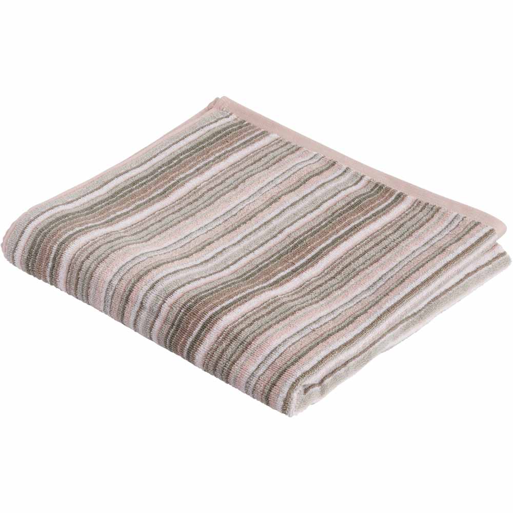 Wilko Pink Stripe Bath Towel Image 1