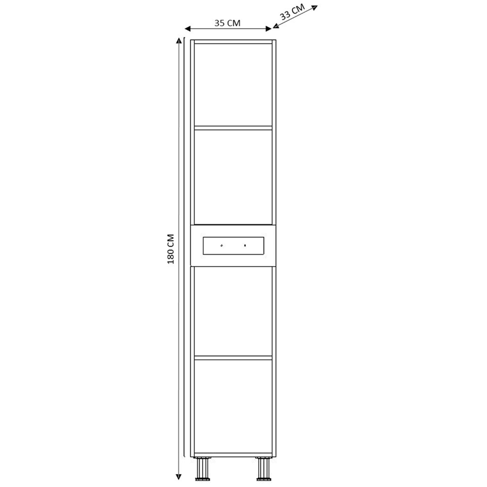 Evu LOUIS 2 Doors Single Drawer White Slim Bathroom Cabinet Image 5
