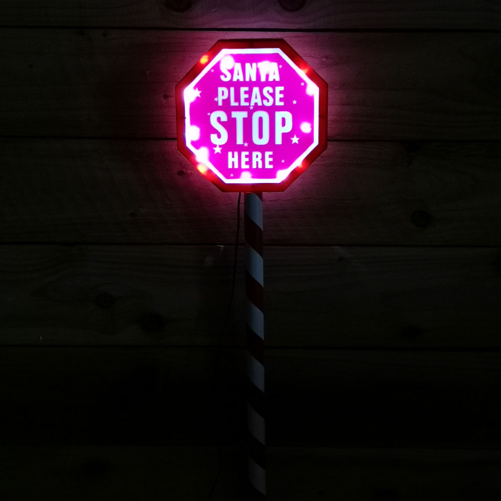Premier Warm White LED Santa Stop Here Christmas Outdoor Sign 80cm Image 8