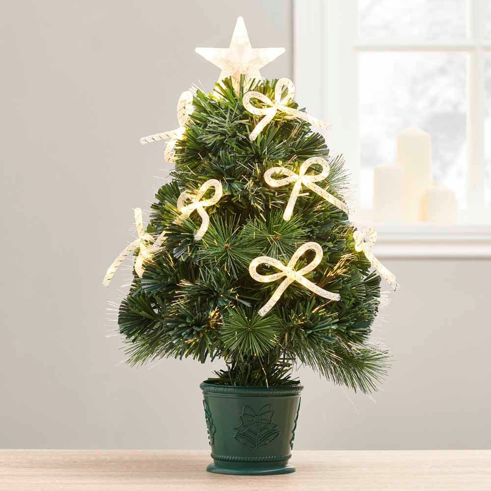 Wilko 2ft Fibre Optic Tabletop Christmas Tree with Bows Image 3