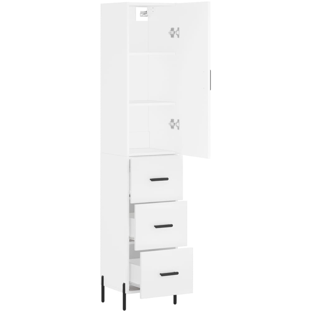 vidaXL Single Door 3 Drawer White Highboard Image 4